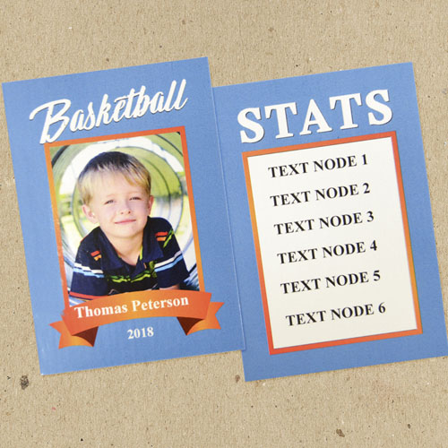 Basketball Personalised Trading Cards Blue  Set Of 12