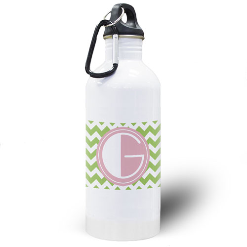 Lime Chevron Personalised Water Bottle