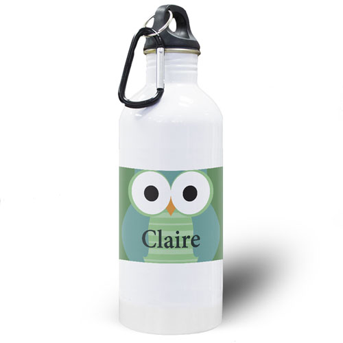 Green Owl Personalised Kids Water Bottle