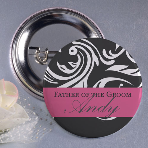 Pink Father Of The Groom Personalised Button Pin, 1