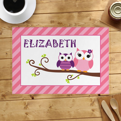 Pink Owl Personalised Placemat