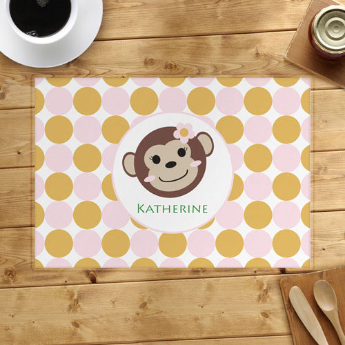 Monkey Girl Personalised Placemat