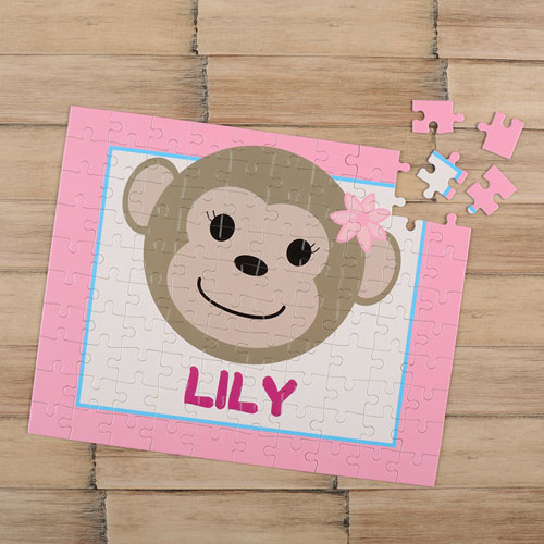 Monkey Girl Personalised Kids Puzzle