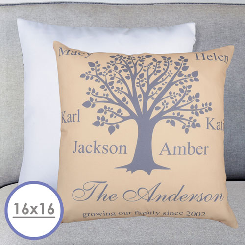 Beige Family Tree Personalised Pillow Cushion Cover 16