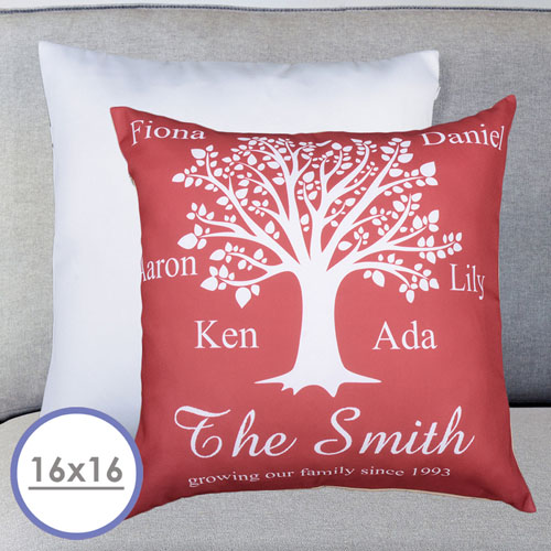 Burgundy Family Tree Personalised Pillow Cushion Cover 16