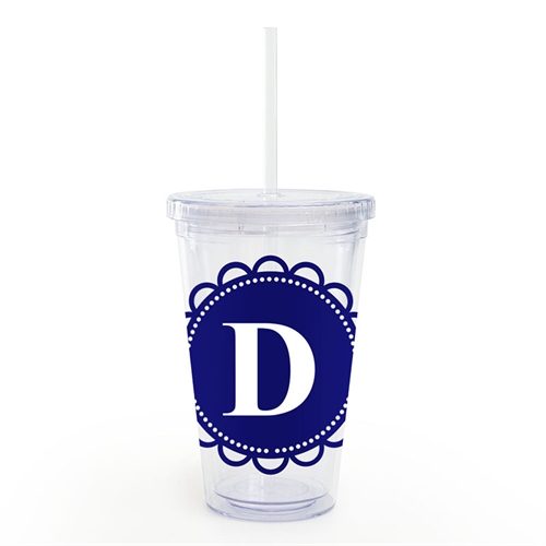 Navy Lace Personalised Acrylic Double Wall Tumbler