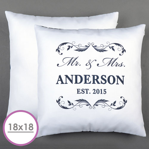 Mr. & Mrs. Personalised Pillow White 18