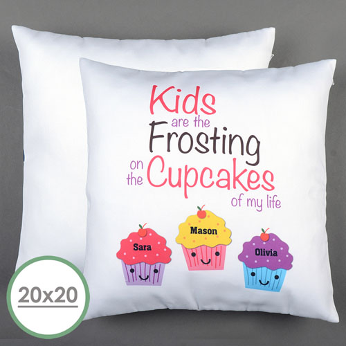 Three Cupcakes Personalised Large Pillow Cushion Cover 20