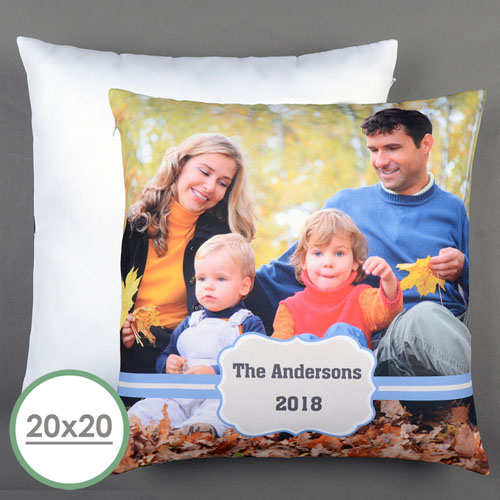 Blue Frame Personalised Large Pillow Cushion Cover 20