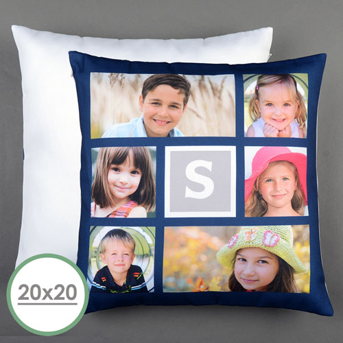 Navy Collage Personalised Large Pillow Cushion Cover 20