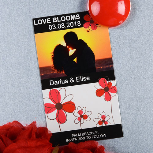 Create And Print Black And Red Floret Personalised Photo Magnet 2