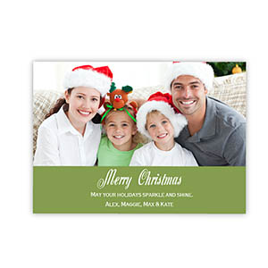Personalised Merry Christmas  Green Invitation Holiday Cards
