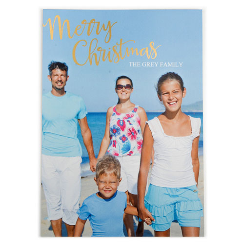 Foil Gold Merry Christmas Personalised Photo Card
