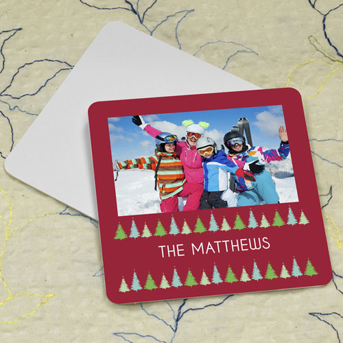 Christmas Tree Personalised Photo Square Cardboard Coaster