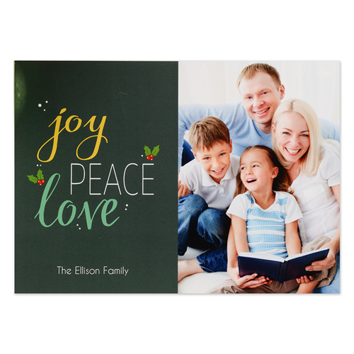 Joy Peace Love Personalised Photo Christmas Card