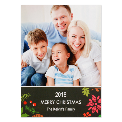 Floral Holiday Personalised Photo Christmas Card