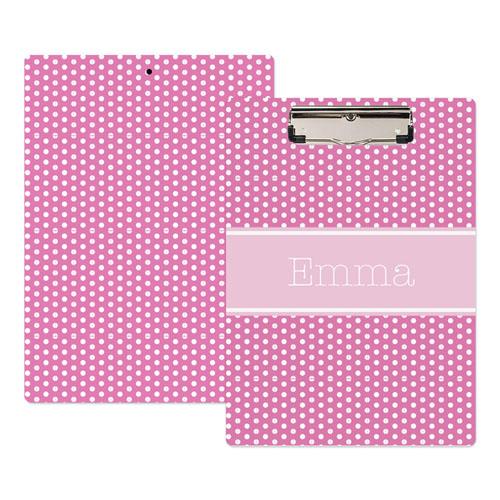 Pink Polka Dot Personalised Clipboard