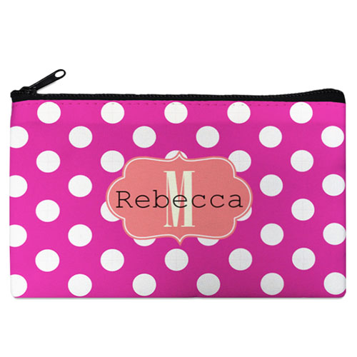 Pink Polka Dot Personalised Cosmetic Bag