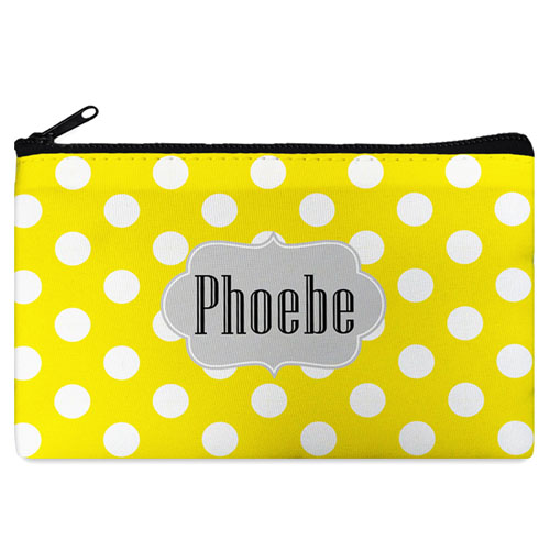 Yellow Polka Dot Personalised Cosmetic Bag
