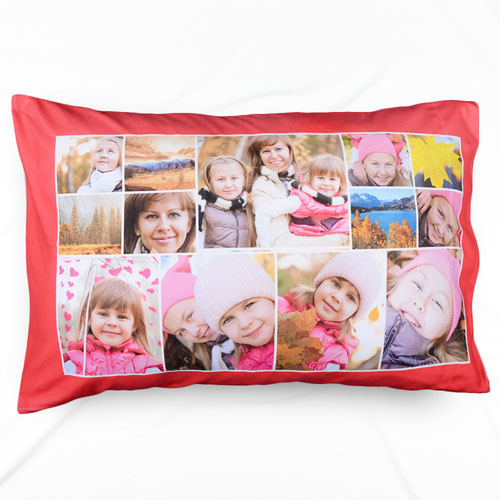 Red Personalised Collage Pillowcase