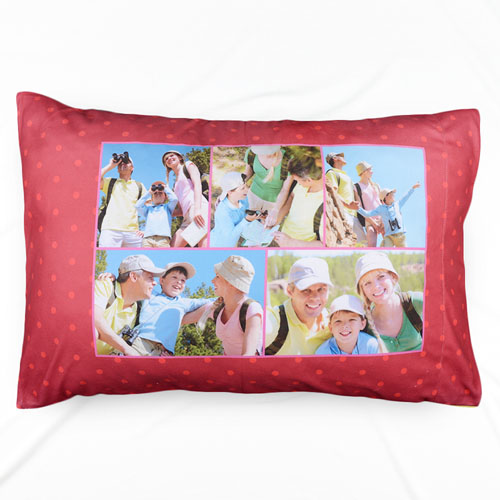 Red Polka Dot Collage Personalised Pillowcase