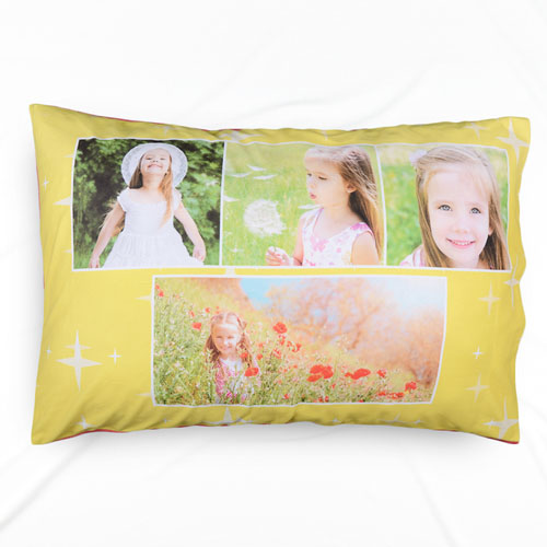 Mustard Star Collage Personalised Pillowcase