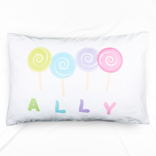 Lollipop Personalised Name Pillowcase For Kids