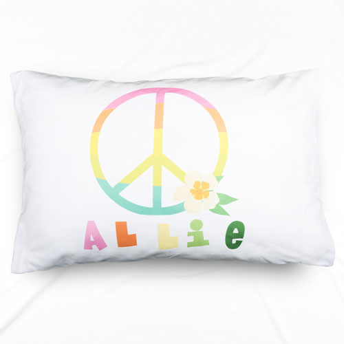 Peace Sign Personalised Name Pillowcase