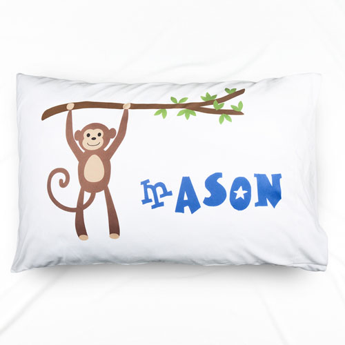 Monkey Personalised Name Pillowcase For Boys