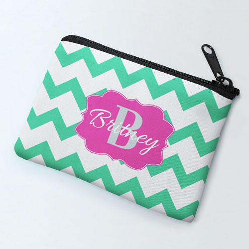 Mint Chevron Personalised Coin Purse