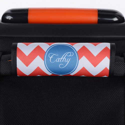 Red Chevron Blue Personalised Luggage Handle Wrap
