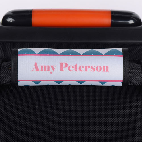 Peacock Chevron Pink Personalised Luggage Handle Wrap
