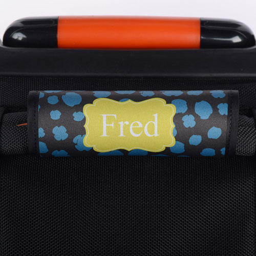 Blue Yellow Leopard Personalised Luggage Handle Wrap