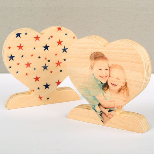 Patriotic Star Wooden Personalised Photo Heart Decor