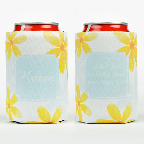 Watercolour Daisies Personalised Can Cooler