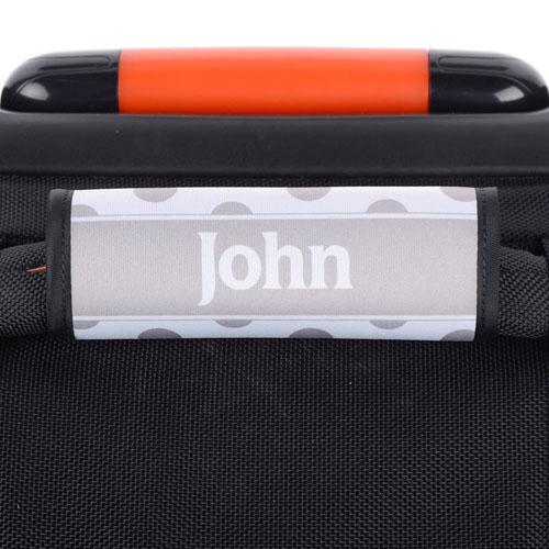 Black Grey Polka Dot Personalised Luggage Handle Wrap