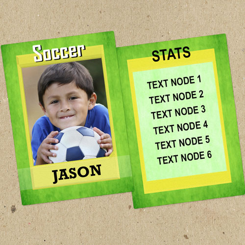 Green Soccer Personalised Photo Trading Cards  Set Of 12