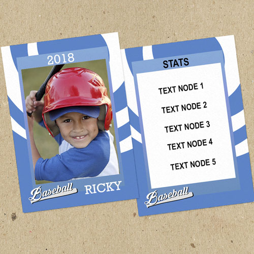 Swirl Baseball Personalised Photo Trading Cards Blue  Set Of 12