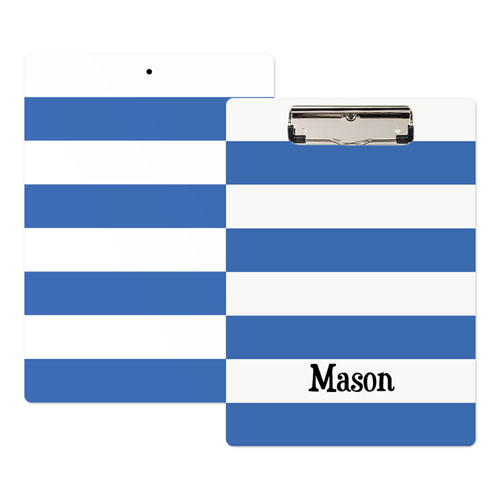 Blue White Stripe Personalised Clipboard