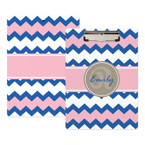 Blue Pink Chevron Personalised Clipboard