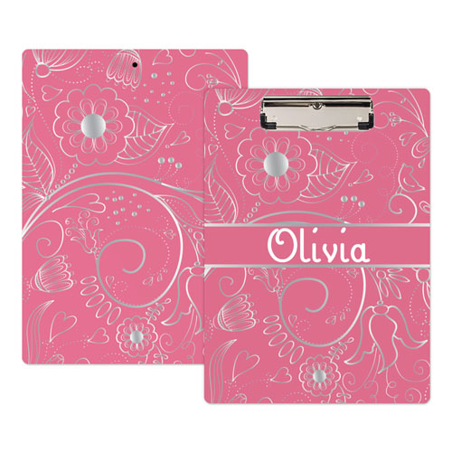 Pink Floral Personalised Clipboard