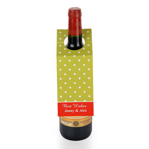 Lime Polka Dots Personalised Wine Tag, set of 6