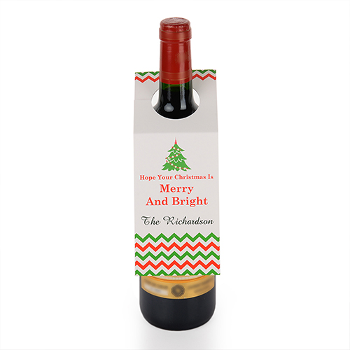 Christmas Tree Personalised Wine Tag, set of 6