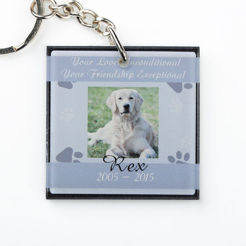Grey Pet Memorial Personalised Acrylic Square Keychain