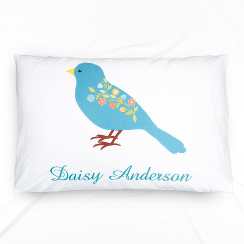 Blue Bird Personalised Name Pillowcase