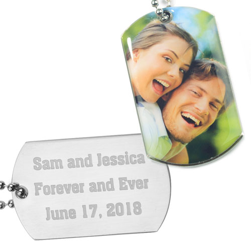 Personalised Photo Dog Tag Pendant Back Engrave Message
