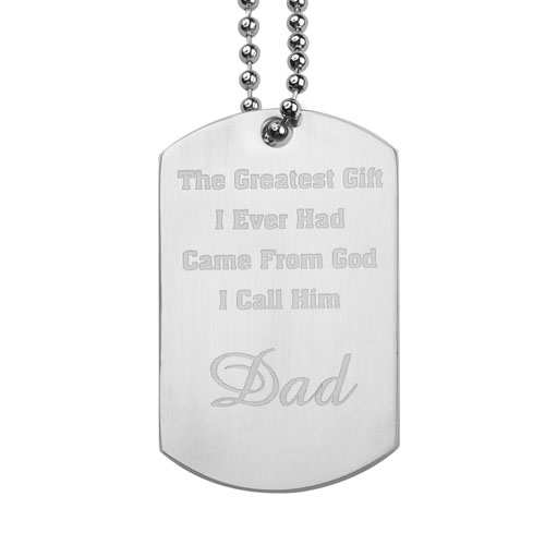 Personalised Engraved Message Dog Tag Pendant Father's Day
