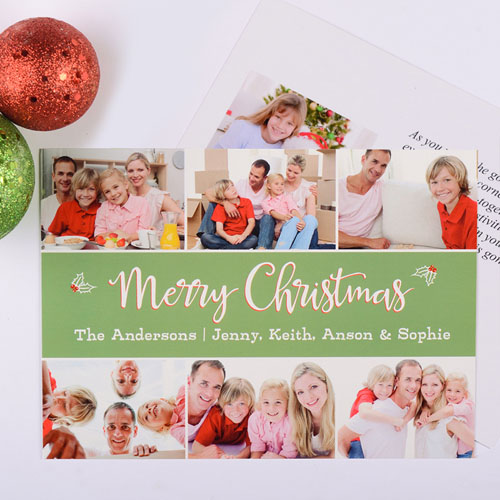 Holly Christmas Personalised Photo Card