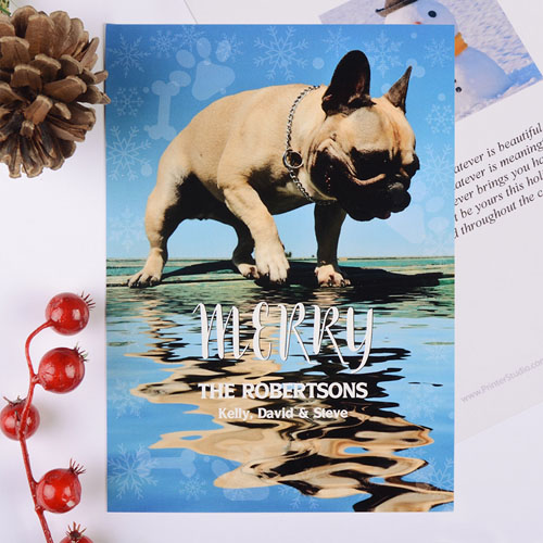Paw Print Personalised Photo Christmas Card