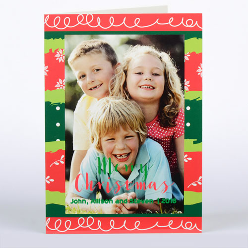 Colourful Christmas Personalised Photo Card, Folded 5